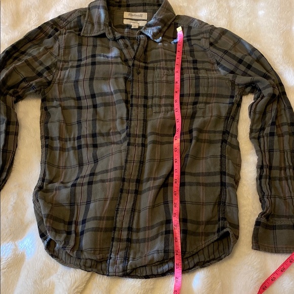 Madewell Perfect Fit Green and Black Plaid Button Down Flannel Shirt Lined | S - Picture 8 of 8